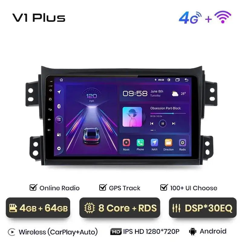 Radio nawigacja SUZUKI Splash Ritz 2004-2010 Opel Agila 2008-2012 Android Auto Carplay - Multigenus