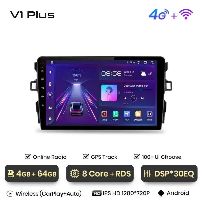 Radio nawigacja Toyota Auris E150 2006 - 2012 Carplay Android Auto - Multigenus