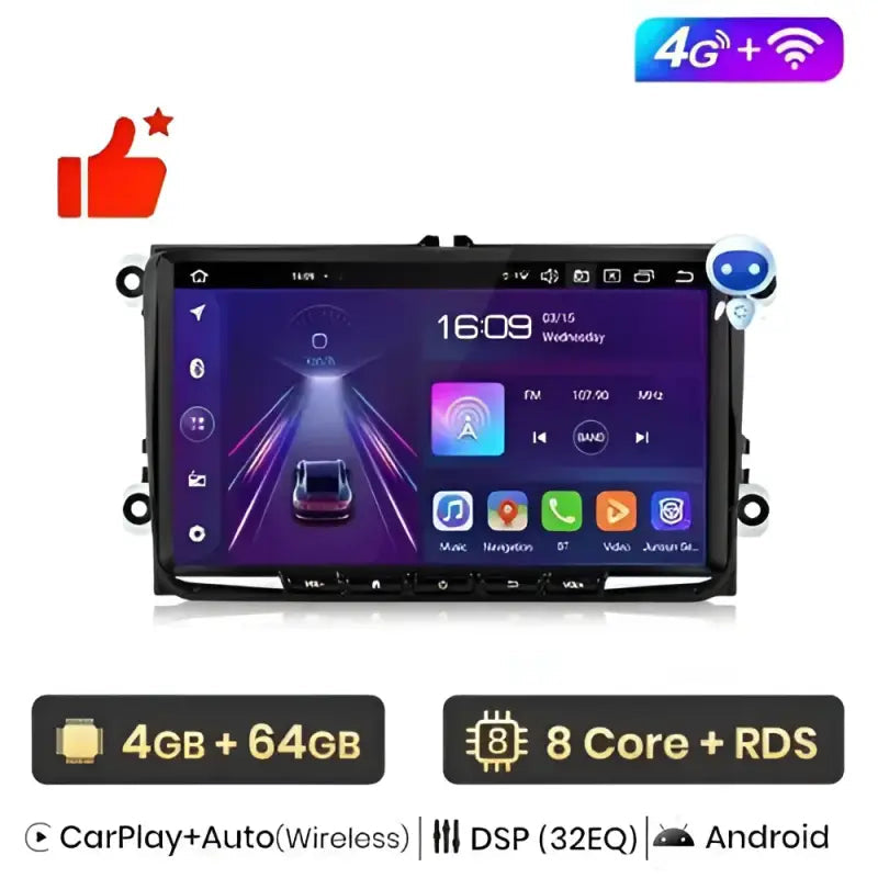 Radio nawigacja Volkswagen VW Passat B6 B7 CC Tiguan Touran GOLF POLO Android Auto Carplay - Multigenus