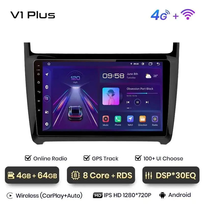 Radio nawigacja VW Volkswagen POLO 5 2008-2020 Android Auto Carplay - Multigenus