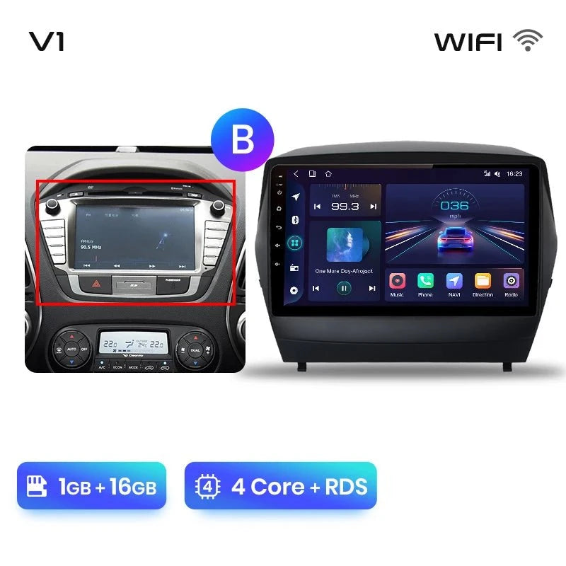 Radio Samochodowe dla Hyundai Tucson 2 / ix35 (2009 - 2015) – Bezprzewodowe CarPlay i Android Auto, Inteligentny System Multimedialny 2DIN - Multigenus