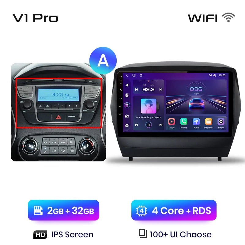 Radio Samochodowe dla Hyundai Tucson 2 / ix35 (2009 - 2015) – Bezprzewodowe CarPlay i Android Auto, Inteligentny System Multimedialny 2DIN - Multigenus