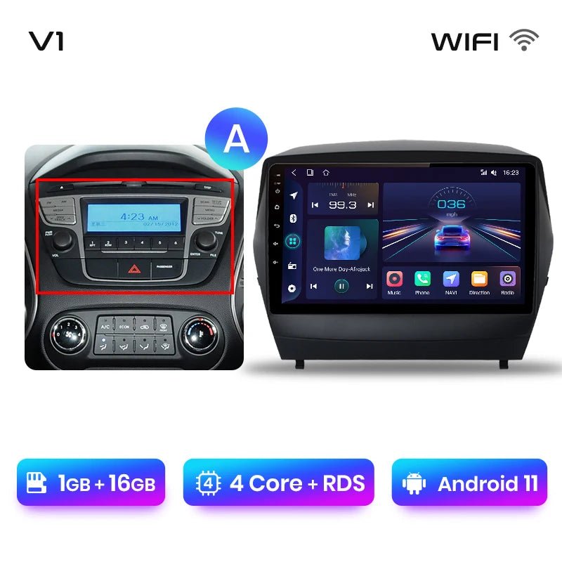 Radio Samochodowe dla Hyundai Tucson 2 / ix35 (2009 - 2015) – Bezprzewodowe CarPlay i Android Auto, Inteligentny System Multimedialny 2DIN - Multigenus