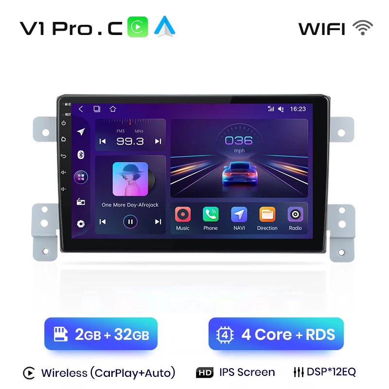 Radio samochodowe do Suzuki Grand Vitara 2005 - 2015 z bezprzewodowym CarPlay i Android Auto - Inteligentny system multimedialny - Multigenus