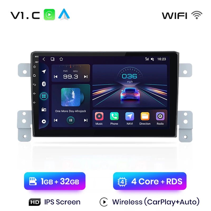 Radio samochodowe do Suzuki Grand Vitara 2005 - 2015 z bezprzewodowym CarPlay i Android Auto - Inteligentny system multimedialny - Multigenus