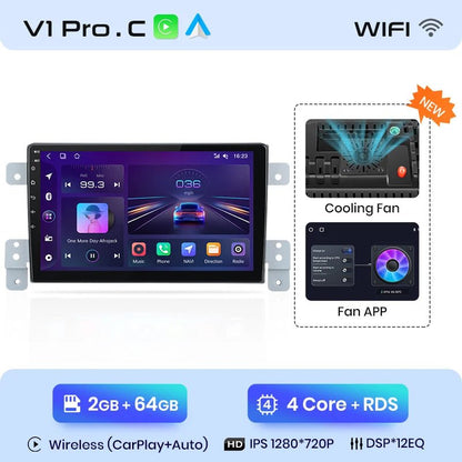Radio samochodowe do Suzuki Grand Vitara 2005 - 2015 z bezprzewodowym CarPlay i Android Auto - Inteligentny system multimedialny - Multigenus