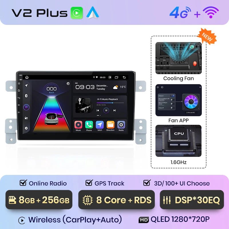Radio samochodowe do Suzuki Grand Vitara 2005 - 2015 z bezprzewodowym CarPlay i Android Auto - Inteligentny system multimedialny - Multigenus