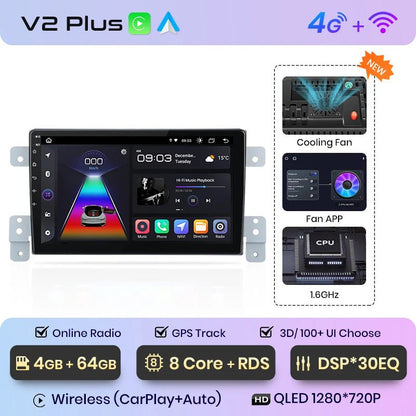 Radio samochodowe do Suzuki Grand Vitara 2005 - 2015 z bezprzewodowym CarPlay i Android Auto - Inteligentny system multimedialny - Multigenus