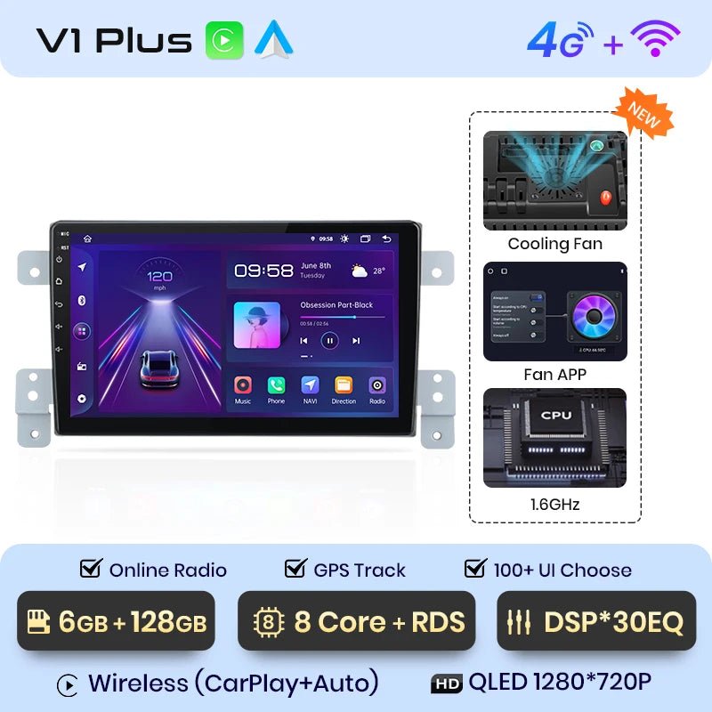 Radio samochodowe do Suzuki Grand Vitara 2005 - 2015 z bezprzewodowym CarPlay i Android Auto - Inteligentny system multimedialny - Multigenus