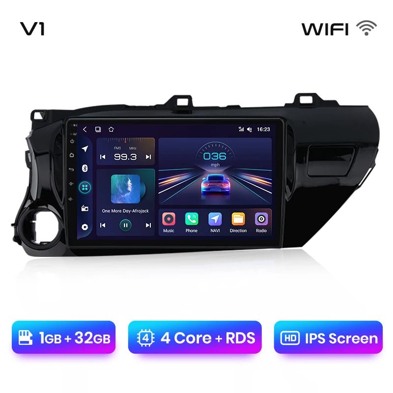 Radio Samochodowe V1 Plus do Toyota Hilux PickUp AN120 2015 - 2020 z Bezprzewodowym CarPlay i Android Auto, Brak DVD, 2DIN - Multigenus