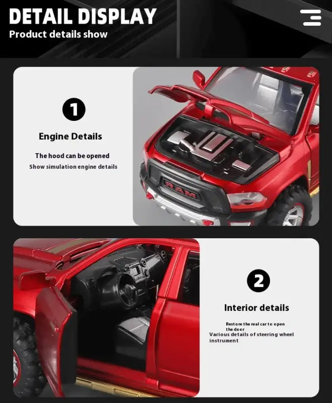 RAM Pickup Truck 1:32 – Metalowy Model z Dźwiękiem i Światłem
