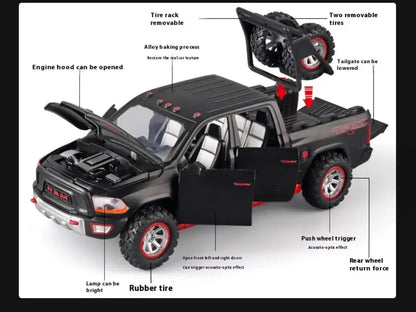 RAM Pickup Truck 1:32 – Metalowy Model z Dźwiękiem i Światłem