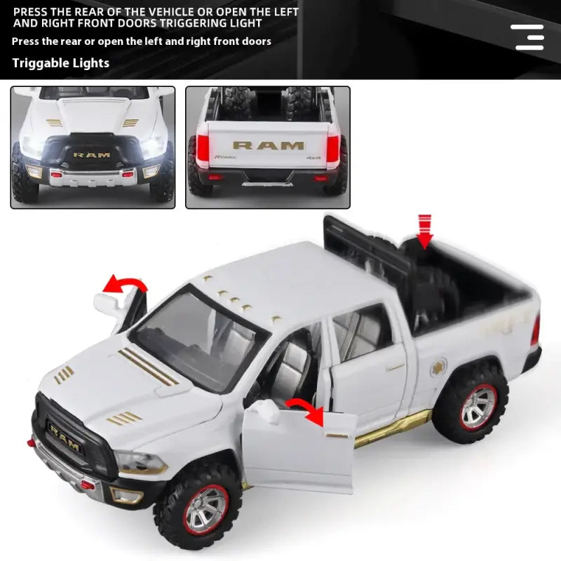 RAM Pickup Truck 1:32 – Metalowy Model z Dźwiękiem i Światłem