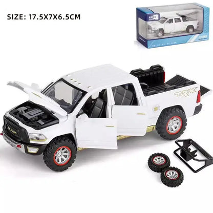 RAM Pickup Truck 1:32 – Metalowy Model z Dźwiękiem i Światłem - Biały z pudełkiem