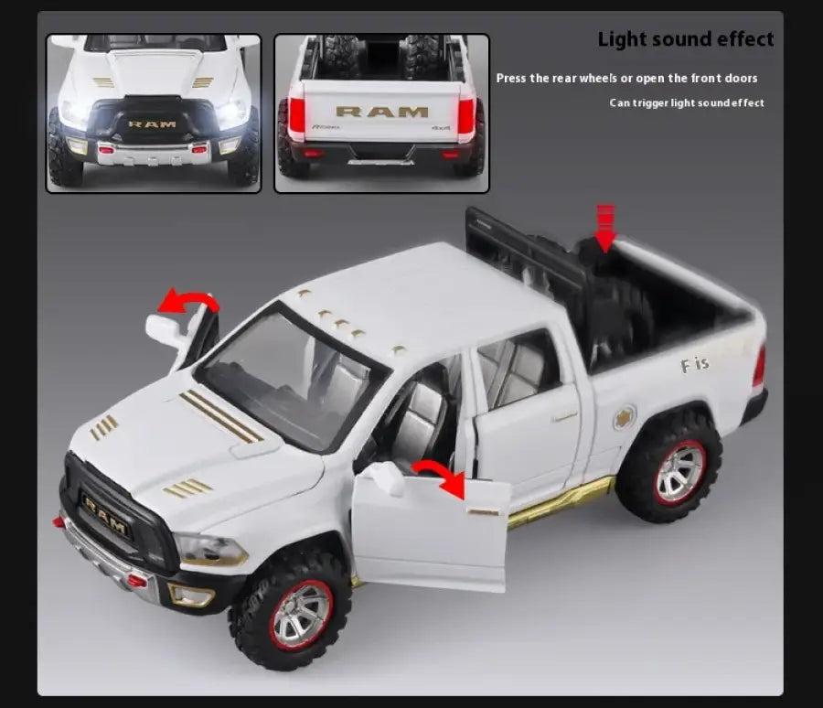 RAM Pickup Truck 1:32 – Metalowy Model z Dźwiękiem i Światłem