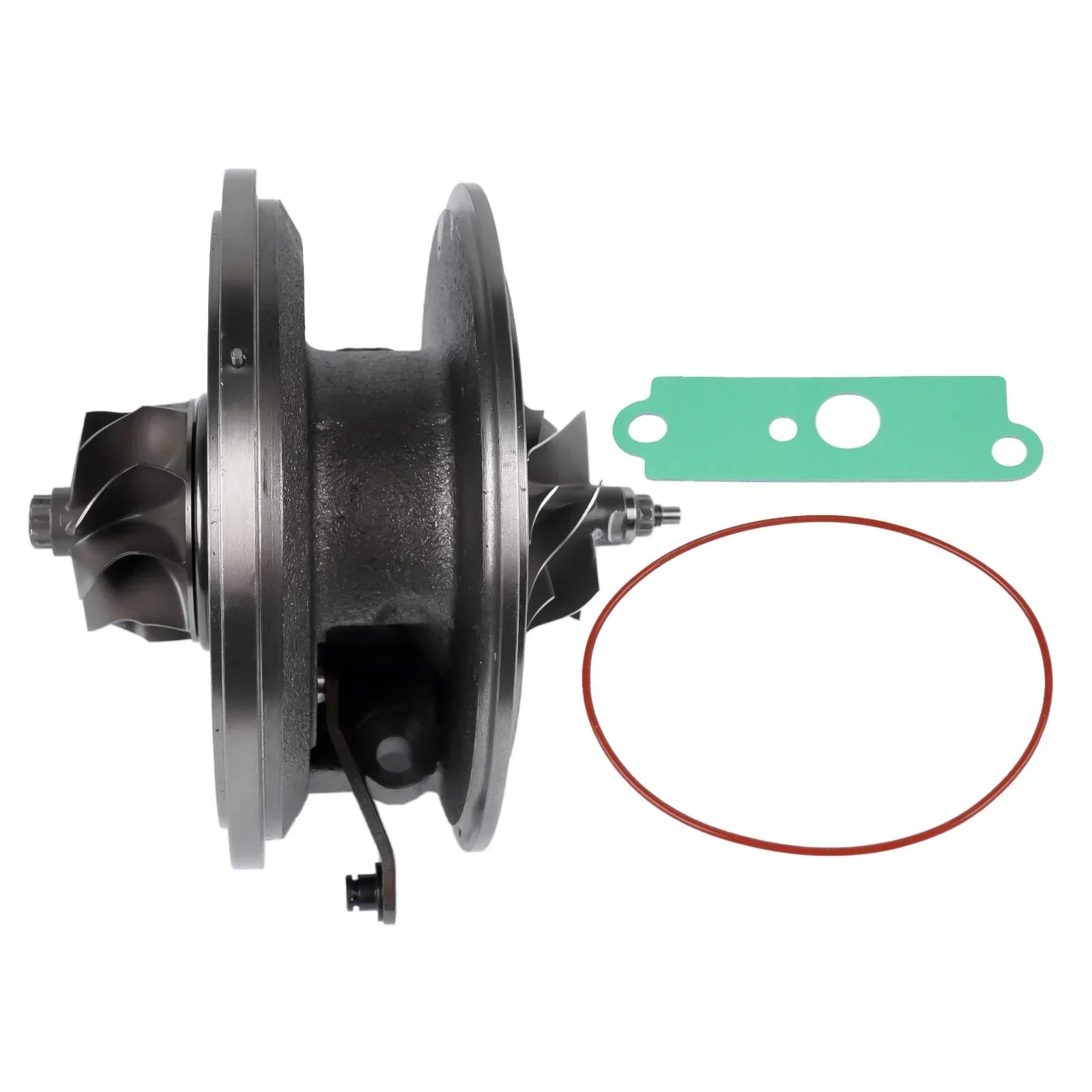 Czarny metalowy turboładowacz z zieloną uszczelką i czerwoną o-ring do ap01 center console audi a5 vw touareg, part number 819968-5002s