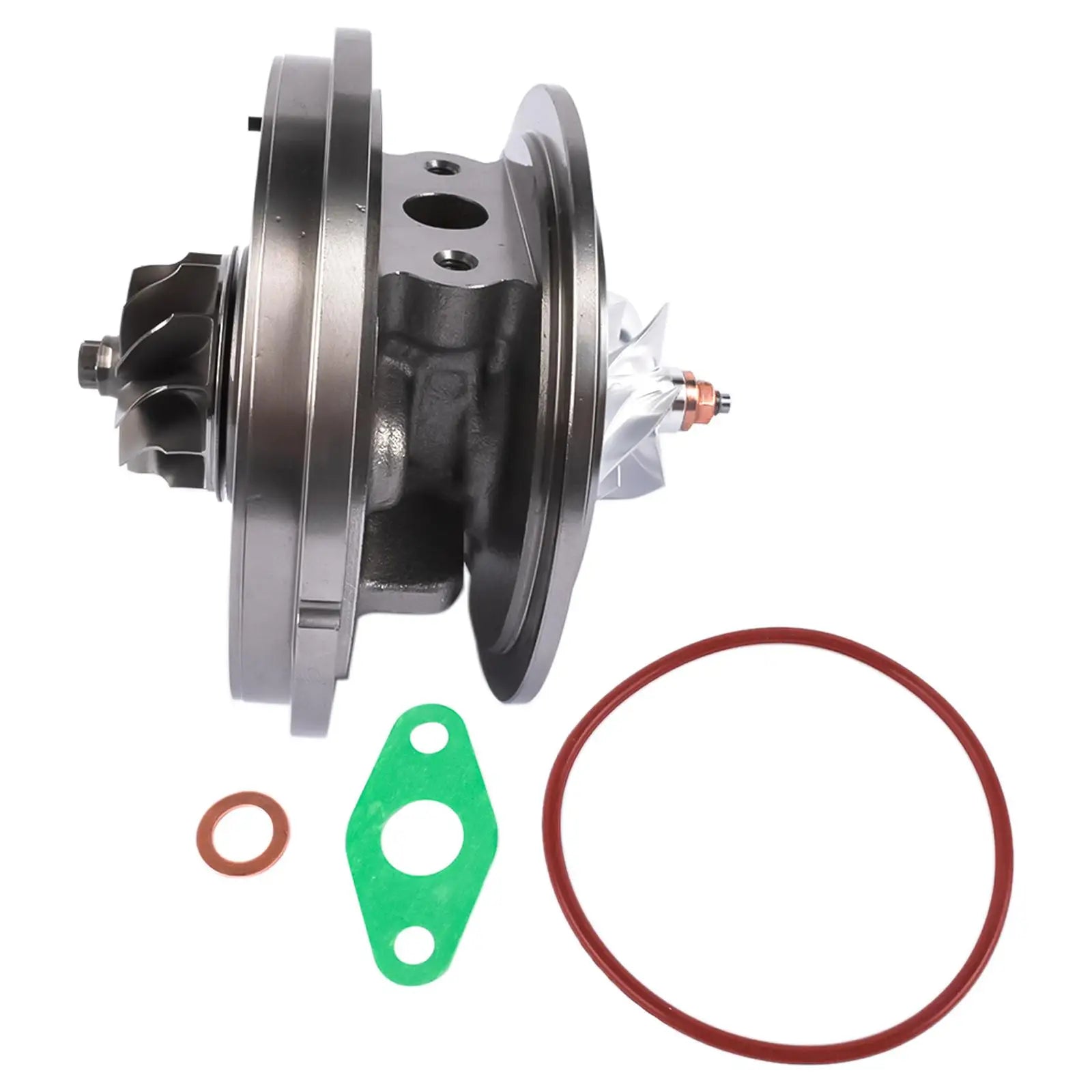 Szary metaliczny rdzeń turbosprężarki ap03 z miedzianą końcówką i uszczelkami do bmw serii 1 3 5 x1 x3 n47