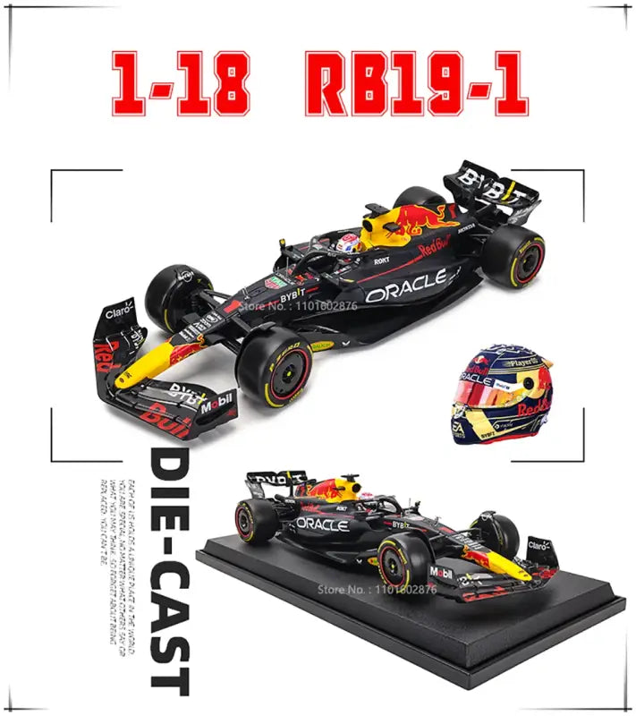 Red Bull Racing RB19 F1 2023 1:18 Metalowy Model Wyścigowy Verstappen Perez