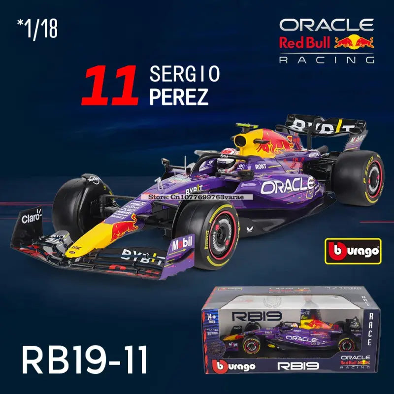 Red Bull Racing RB19 F1 2023 1:18 Metalowy Model Wyścigowy Verstappen Perez - 1-18 RB19-11 PPS