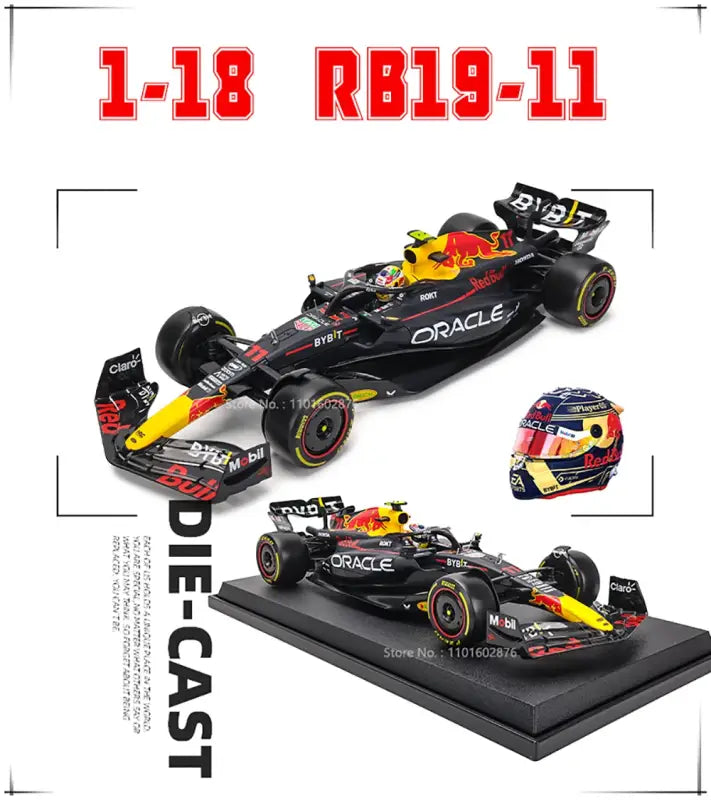 Red Bull Racing RB19 F1 2023 1:18 Metalowy Model Wyścigowy Verstappen Perez