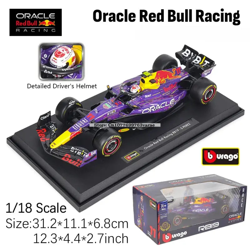 Red Bull Racing RB19 F1 2023 1:18 Metalowy Model Wyścigowy Verstappen Perez