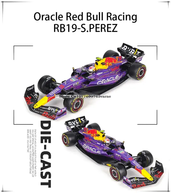 Red Bull Racing RB19 F1 2023 1:18 Metalowy Model Wyścigowy Verstappen Perez