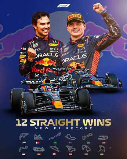 Red Bull Racing RB19 F1 2023 1:18 Metalowy Model Wyścigowy Verstappen Perez