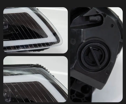 Reflektory lampy przednie do Audi A6 C6 LED z Dynamicznym Sygnałem Animacji DRL i Lampy Bi-Xenon (2005-2011)