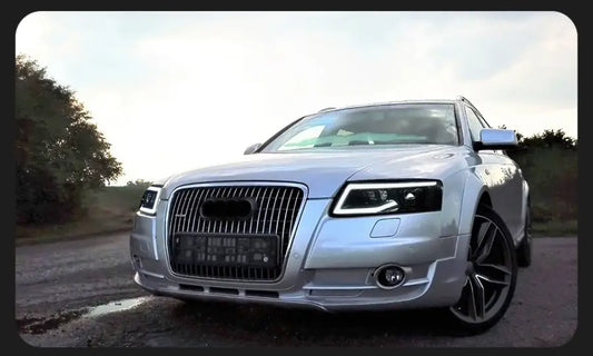 Reflektory lampy przednie do Audi A6 C6 LED z Dynamicznym Sygnałem Animacji DRL i Lampy Bi-Xenon (2005-2011)