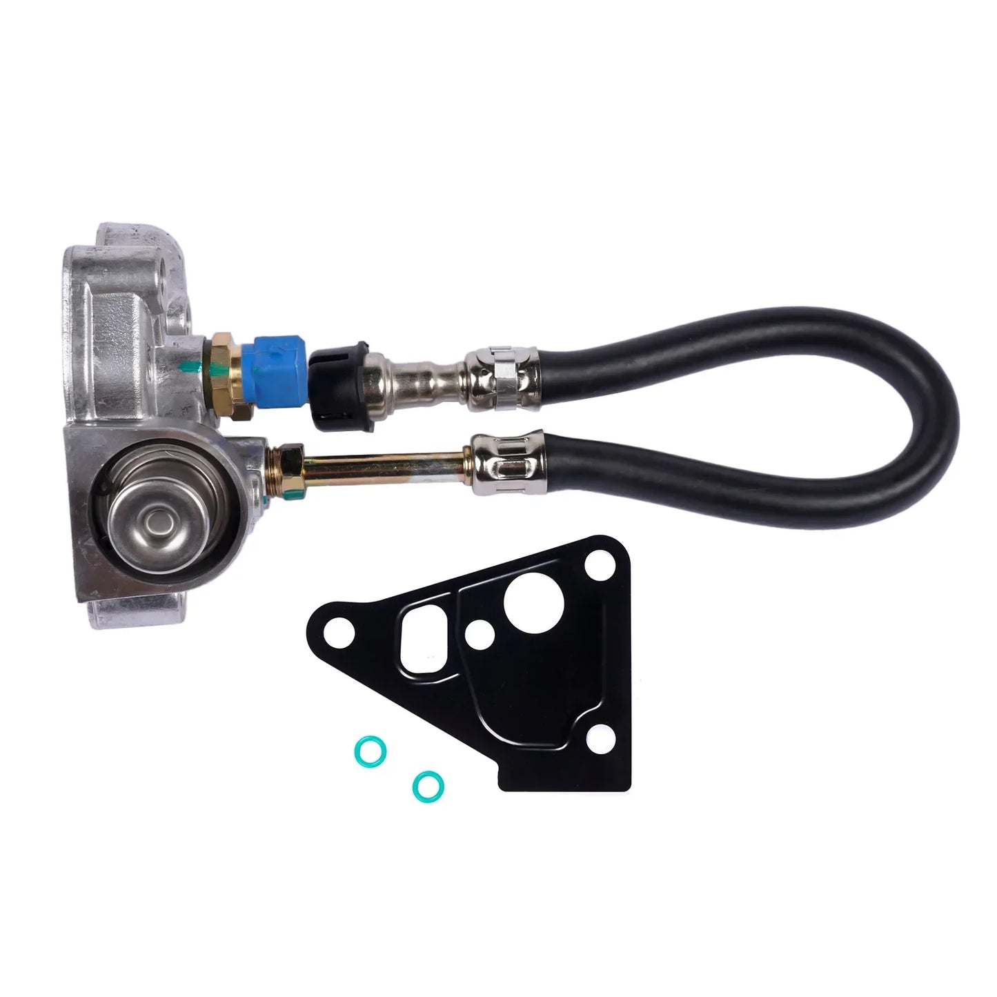 Srebrna metalowa pompa wspomagania z regulatorem ciśnienia paliwa ap03 do land rover discovery 2 defender td5