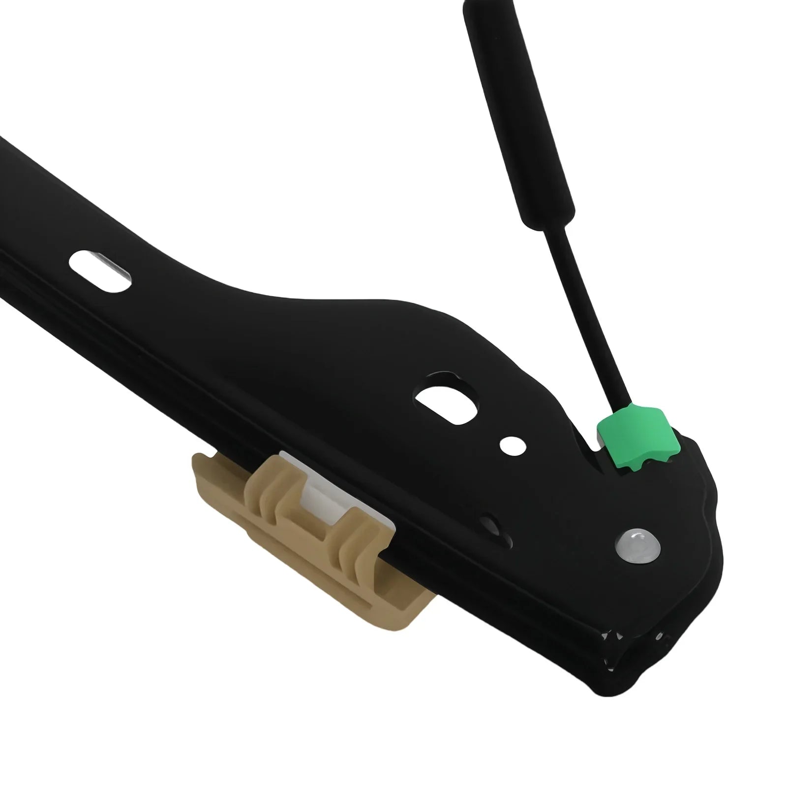 Czarny plastikowy regulator szyby przedni prawy volvo xc60 z beżowymi i zielonymi akcentami model 30784828