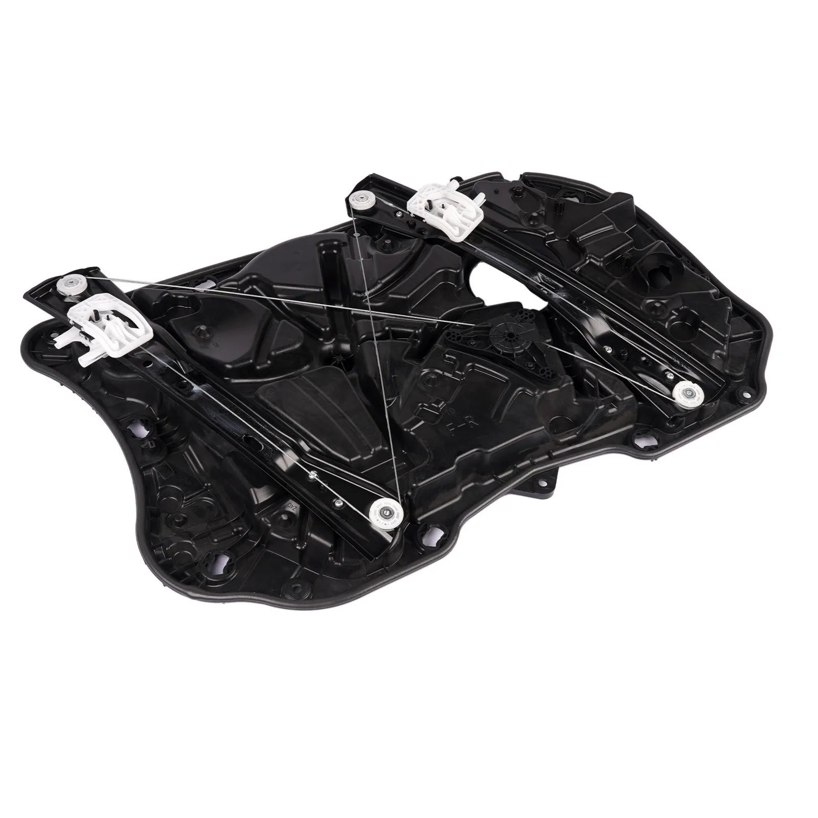 Czarny plastikowy regulator szyby przedni prawy do bmw seria 5 g30 g31 f90 z białymi elementami i metalowymi linkami