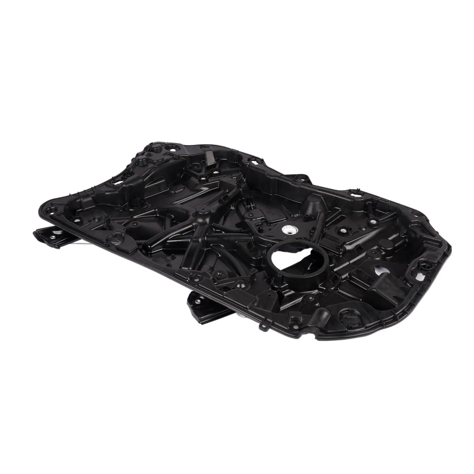 Czarny plastikowy panel drzwiowy z konturami i punktami montażowymi do regulatora szyby g30 g31 f90