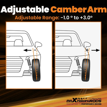 Adjustowalny wahacz camber regulowany do bmw e36 e46 z zakresem -1 do +3 stopni w technicznych rysunkach
