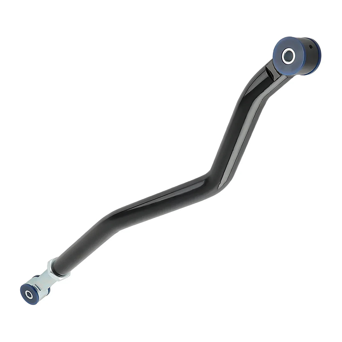 Czarny metalowy regulowany przedni drążek panhard z niebieskimi gumowymi tulejami do jeep wrangler jk 2007–2018