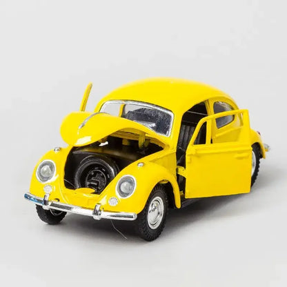 Klasyczny Model Samochodu Retro 1:32 – Metalowa Replika Z Mechanizmem Cofania dla Dzieci i Chłopców - Żółty