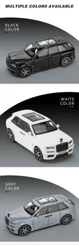 Rolls-Royce Cullinan SUV 1:32 – Metalowy Model Z Efektami Świetlnymi i Dźwiękowymi - Czarny bez pudełka