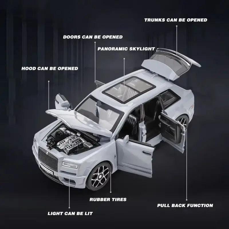 Rolls-Royce Cullinan SUV 1:32 – Metalowy Model Z Efektami Świetlnymi i Dźwiękowymi - Czarny bez pudełka