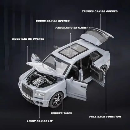 Rolls-Royce Cullinan SUV 1:32 – Metalowy Model Z Efektami Świetlnymi i Dźwiękowymi - Czarny bez pudełka