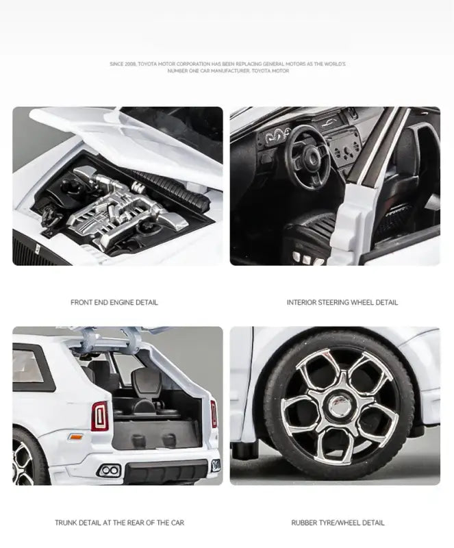 Rolls-Royce Cullinan SUV 1:32 – Metalowy Model Z Efektami Świetlnymi i Dźwiękowymi - Czarny bez pudełka