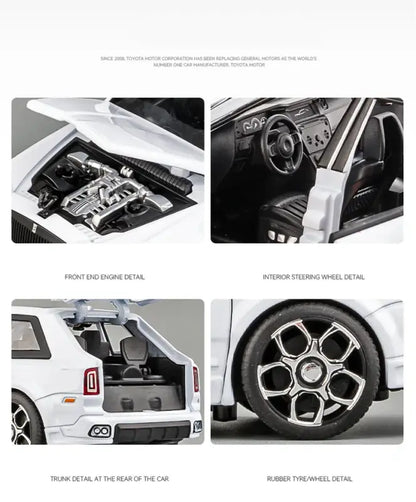 Rolls-Royce Cullinan SUV 1:32 – Metalowy Model Z Efektami Świetlnymi i Dźwiękowymi - Czarny bez pudełka
