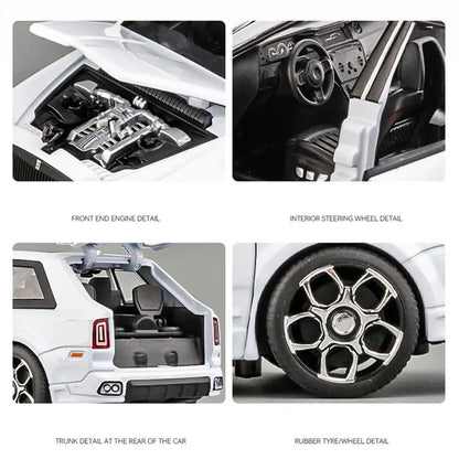 Rolls-Royce Cullinan SUV 1:32 – Metalowy Model Z Efektami Świetlnymi i Dźwiękowymi - Czarny bez pudełka