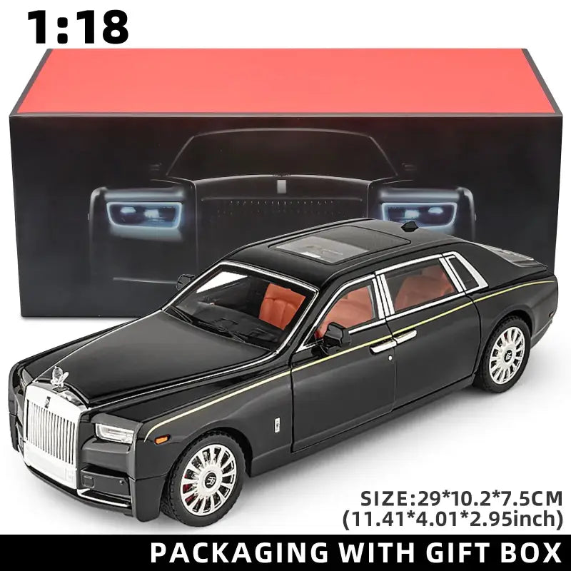 Rolls-Royce Phantom 1:18 Metalowy Model Z Efektami Dźwiękowymi - Czarny z pudełkiem