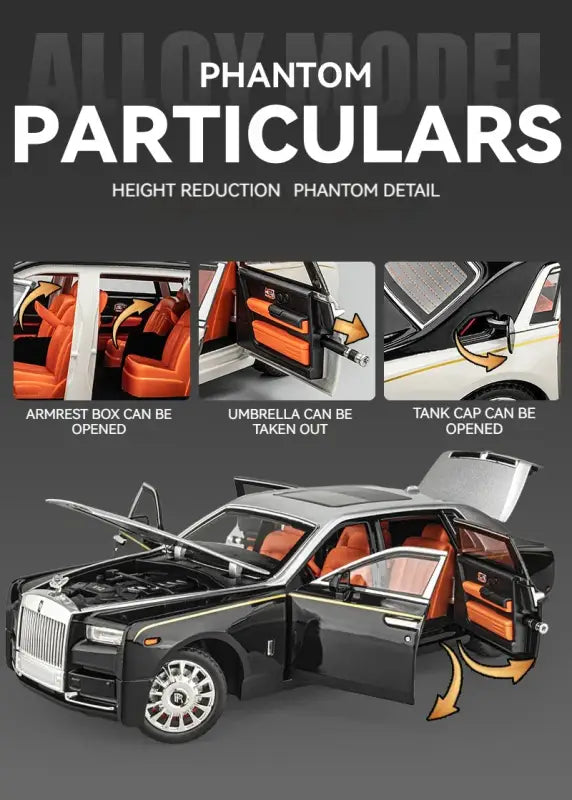 Rolls-Royce Phantom 1:18 Metalowy Model Z Efektami Dźwiękowymi