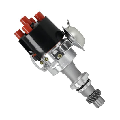 Nowy rozdzielacz zapłonu do vw cabriolet fox 1.8l 1780cc l4 gas sohc srebrny z czarną obudową i czerwonymi terminalami