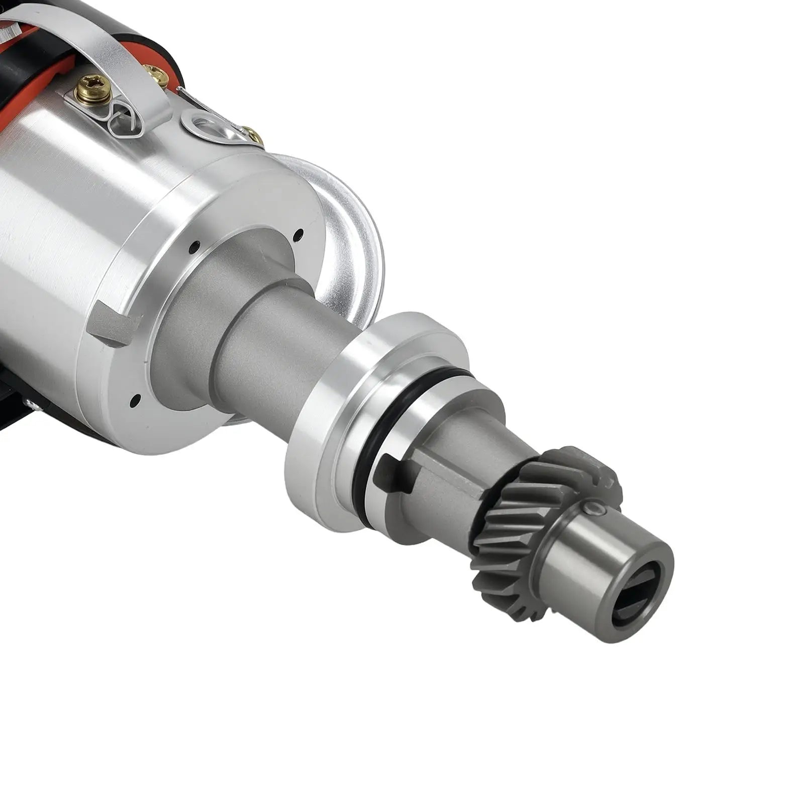 Nowy rozdzielacz zapłonu do vw cabriolet 1.8l gas sohc 1780cc l4 gas srebrny metalowy wał zębaty z widocznymi komponentami</assistant