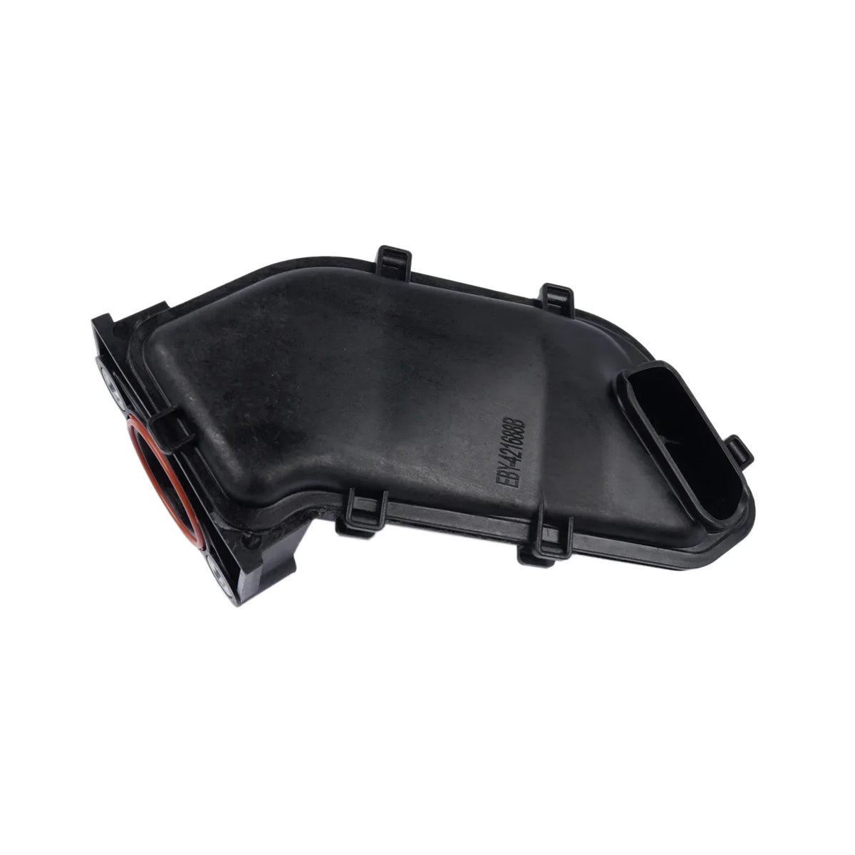 Czarna plastikowa rura dolotowa pompy oleju mazda cx-5 diesel skyactive z czerwonym gumowym przegubem