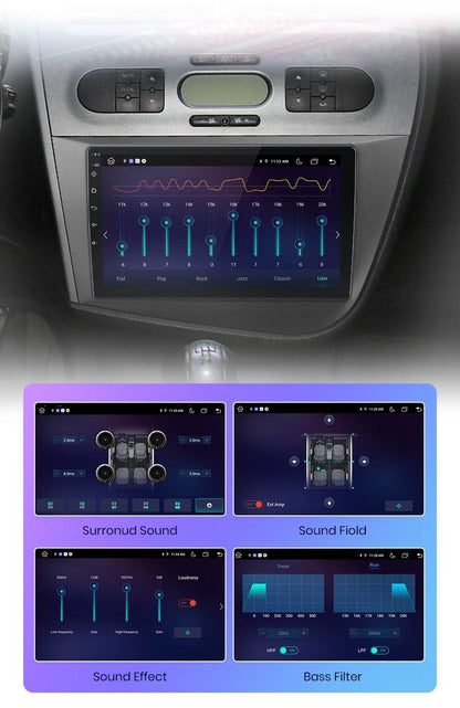 8G+128G carplay android auto radio coche con pantalla For Seat Leon 2 MK2  1P 2005-2011 2 din autoradio GPS Track bluetooth 360
