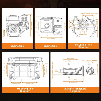 Petrol Engine 7HP 212cc 4 Stroke OHV 3.6KW Electric Starter Horizontal Engine