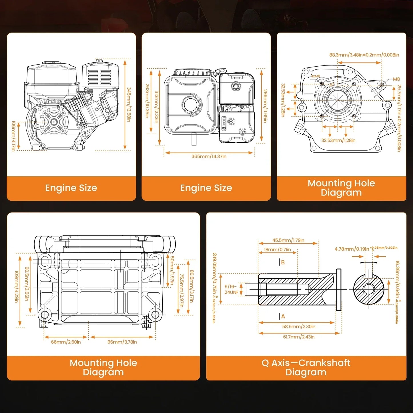 Moteur essence 7 CV 212 cm³ OHV, démarreur électrique